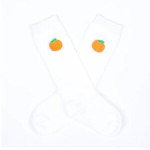 Classic Whimsy Embroidered Knee High Socks in Pumpkin, size 3-7T